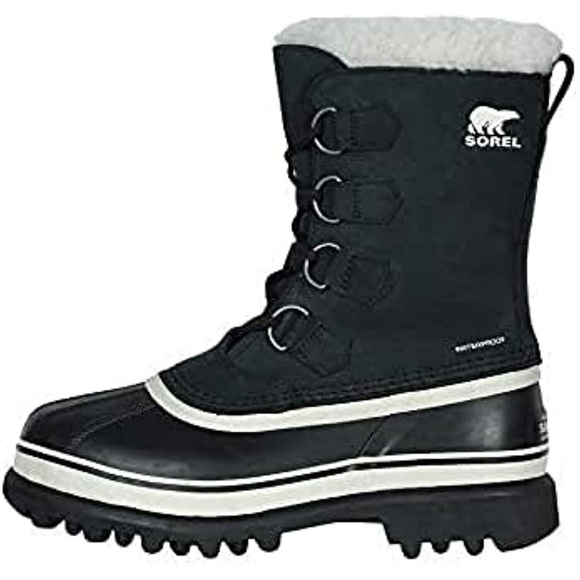 New SOREL Women's Caribou Waterproof Winter Boot Black Stone Lace Up Warm Nubuck - Picture 1 of 7